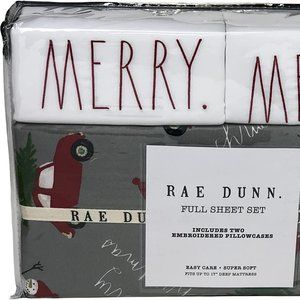 RAE DUNN CHRISTMAS 4-pc Full Size SHEET SET - Snowman Car Tree